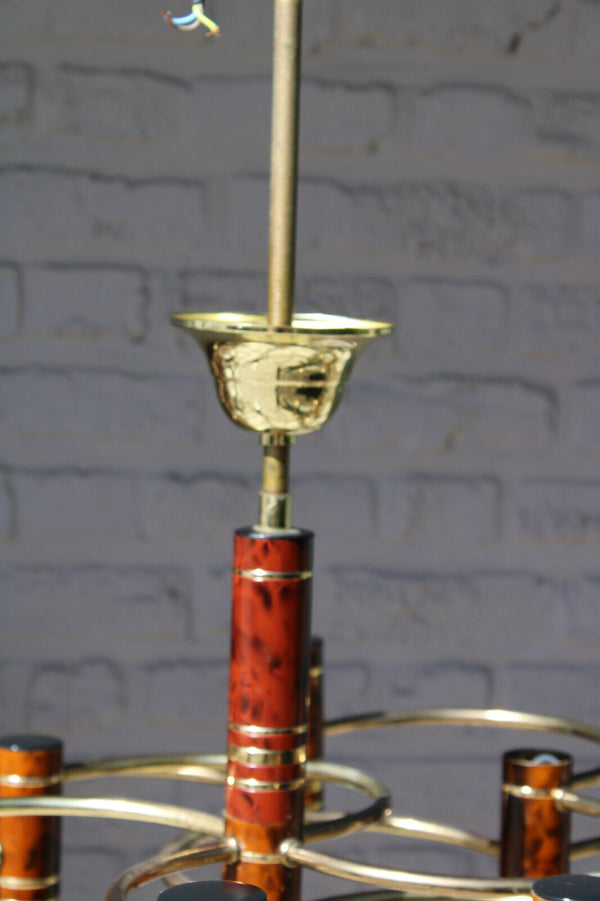 Vintage Sciolari design 9 tubes metal mid century chandelier lamp 1970s