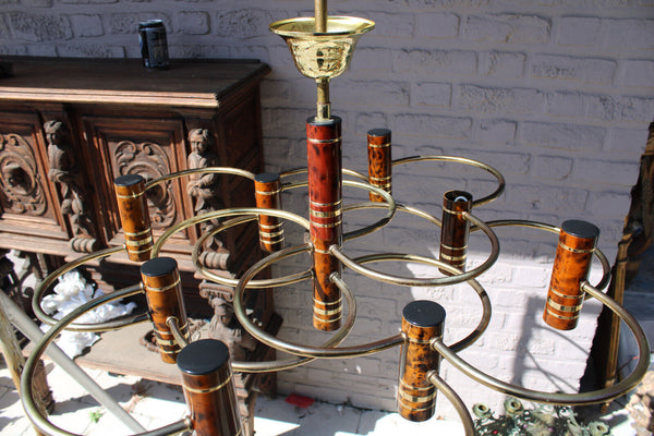 Vintage Sciolari design 9 tubes metal mid century chandelier lamp 1970s