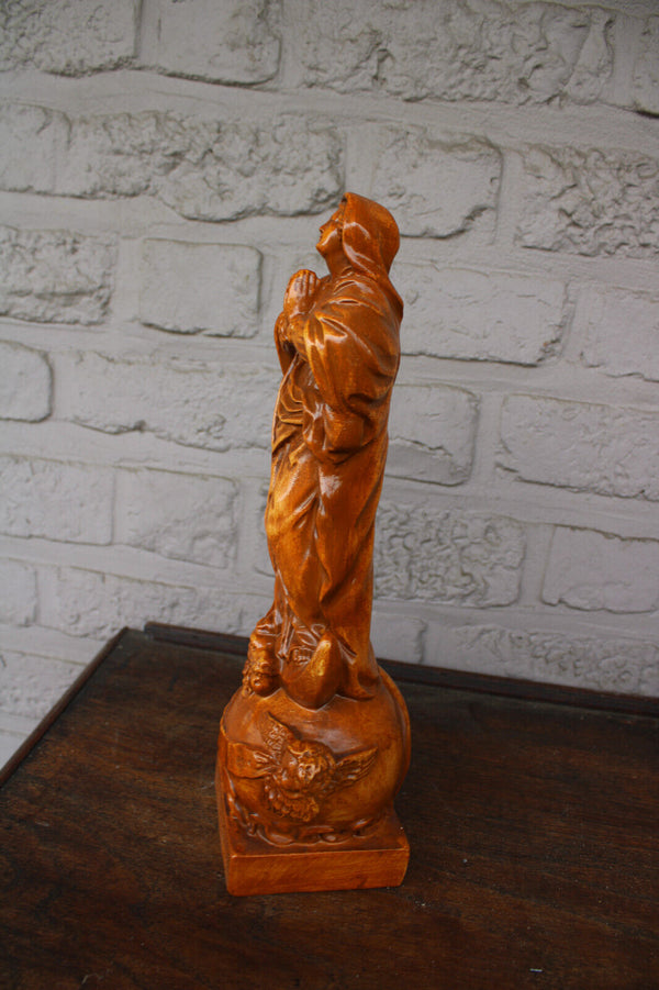 Antique ceramic our lady of bijstand pray for us statue with angels religious