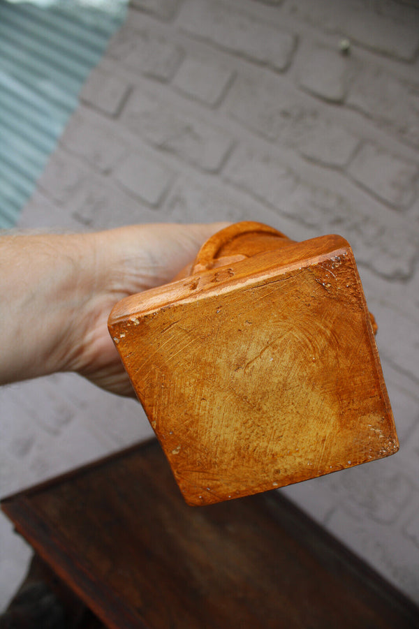 Antique ceramic our lady of bijstand pray for us statue with angels religious