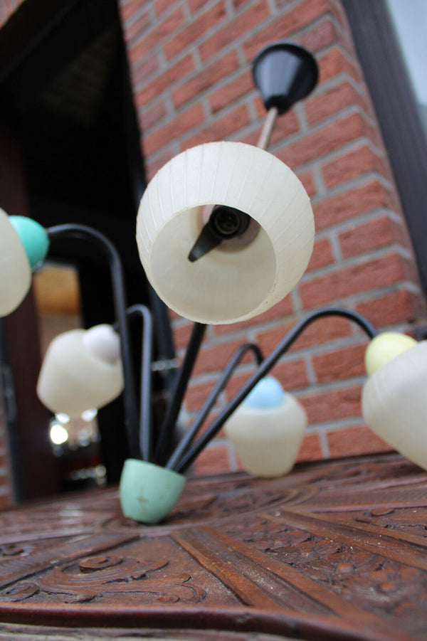 Vintage 1970 Retro stilnovo design multi colour chandelier lamp