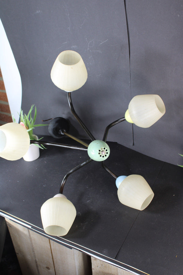 Vintage 1970 Retro stilnovo design multi colour chandelier lamp