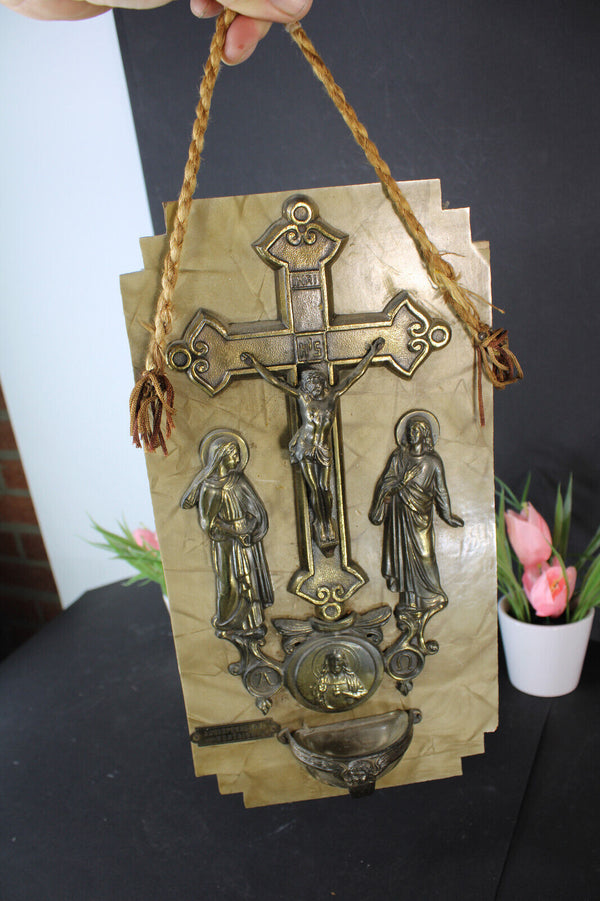 Antique Wall holy water font crucifix wall plaque panel religious
