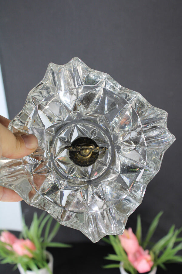 Antique brass dragon crystal glass ashtray