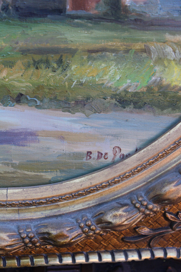 Antique BERNARD de pooter oil canvas church painting signed