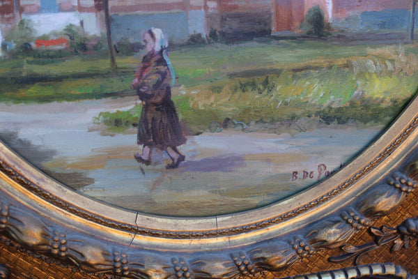 Antique BERNARD de pooter oil canvas church painting signed