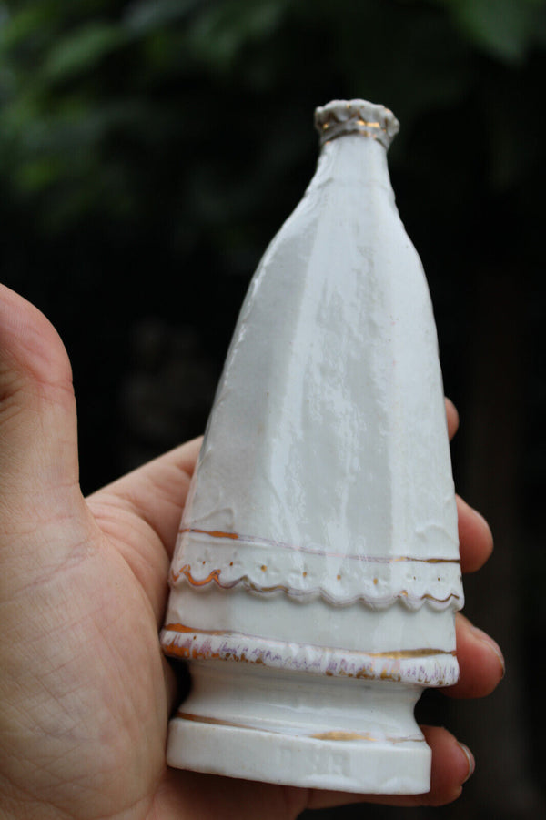 Antique vieux brussels porcelain madonna notre dame de tongre statue figurine