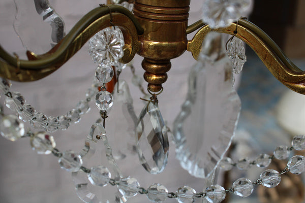 Vintage crystal glass murano amber clear glass drops chandelier lamp