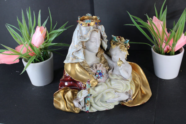 PATTARINO terracotta Madonna child italian statue italy signed religious