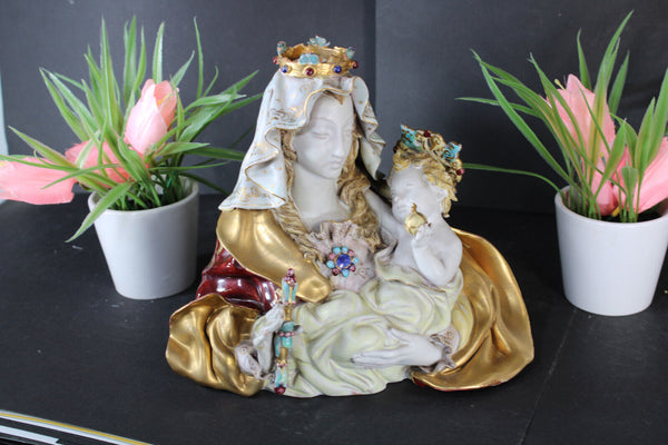 PATTARINO terracotta Madonna child italian statue italy signed religious
