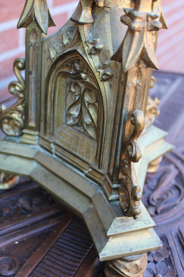 Antique church bronze neo gothic candle holder candlestick religious