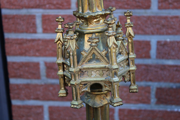 Antique church bronze neo gothic candle holder candlestick religious