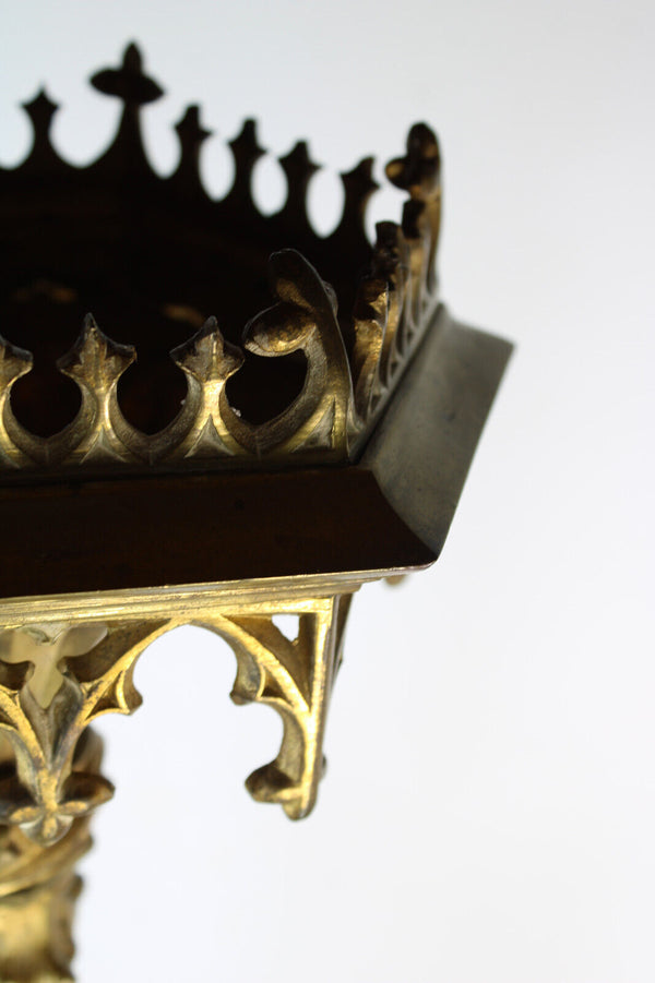 Antique church bronze neo gothic candle holder candlestick religious