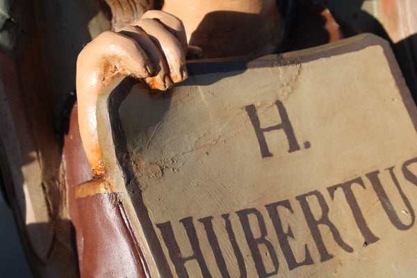 PAIR XL antique Church wall console angel for saint JULIANA HUBERTUS rare religy