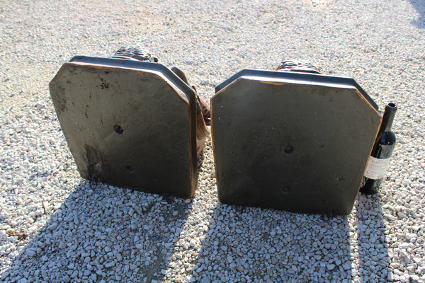 PAIR XL antique Church wall console angel for saint JULIANA HUBERTUS rare religy