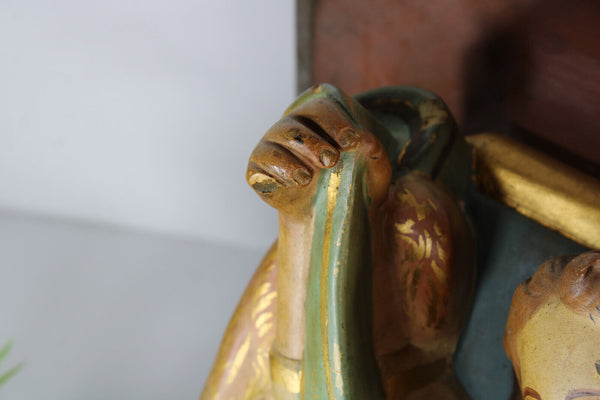 Antique XL church ceramic Saint catherine Wall console rare religious