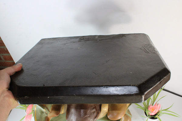 Antique XL church ceramic Saint catherine Wall console rare religious