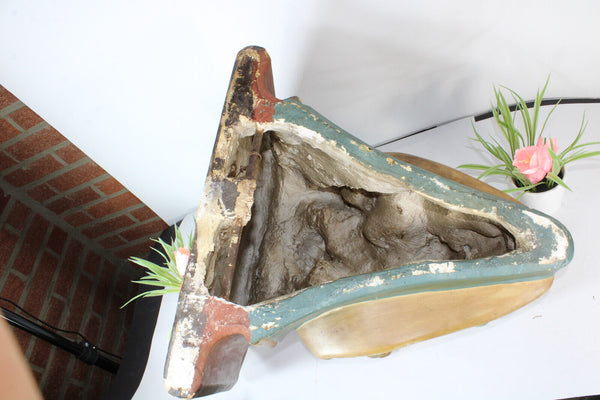 Antique XL church ceramic Saint catherine Wall console rare religious