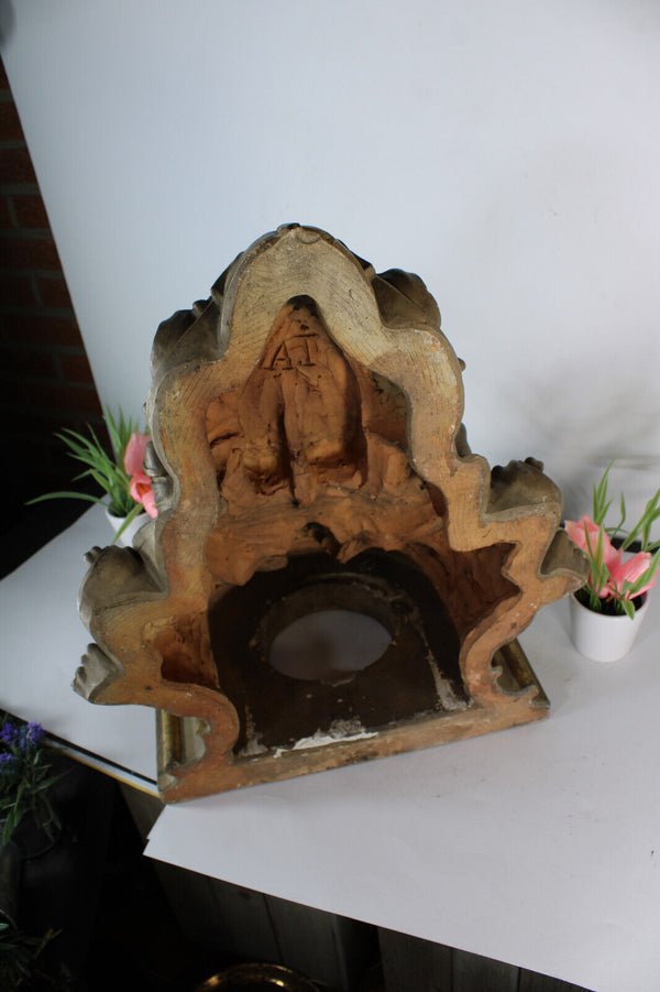 Antique french church 19thc terracotta wall console archangel rare religious