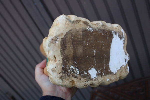 PAIR antique archangel statue figurine religious set ceramic chalk