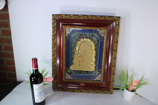 Antique LOURDES bernadette mary religious wall panel plaque