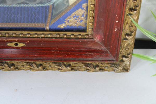 Antique LOURDES bernadette mary religious wall panel plaque