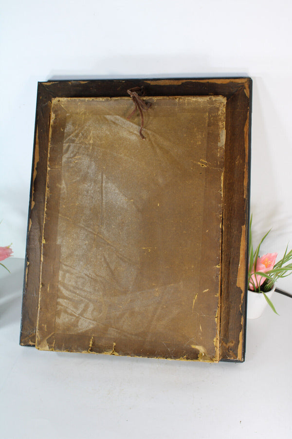 Antique LOURDES bernadette mary religious wall panel plaque