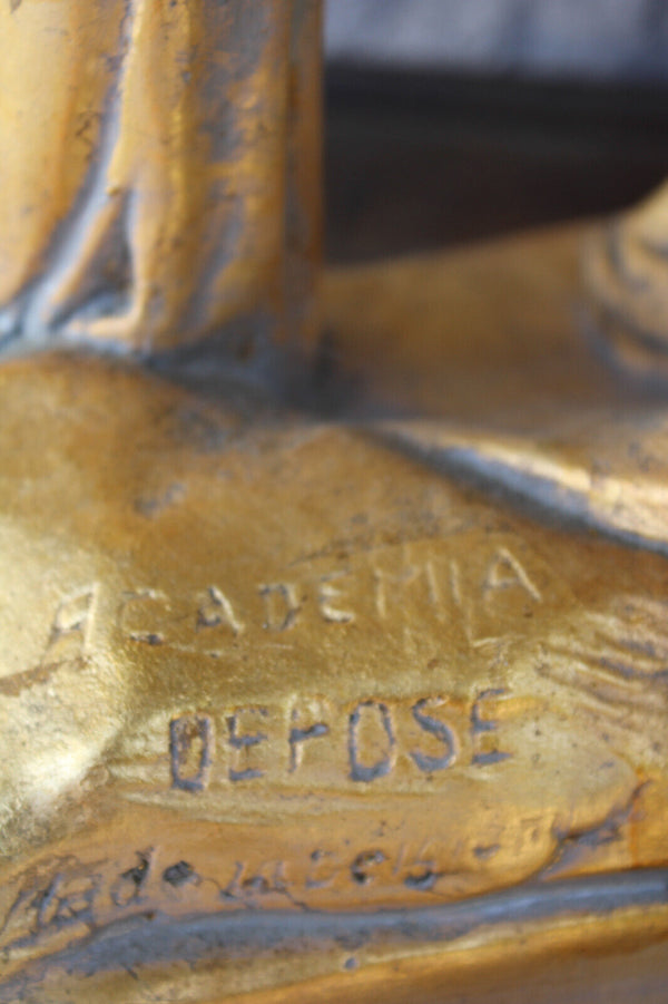 Antique XL Ceramic calvary crucifix group religious statue sculpture