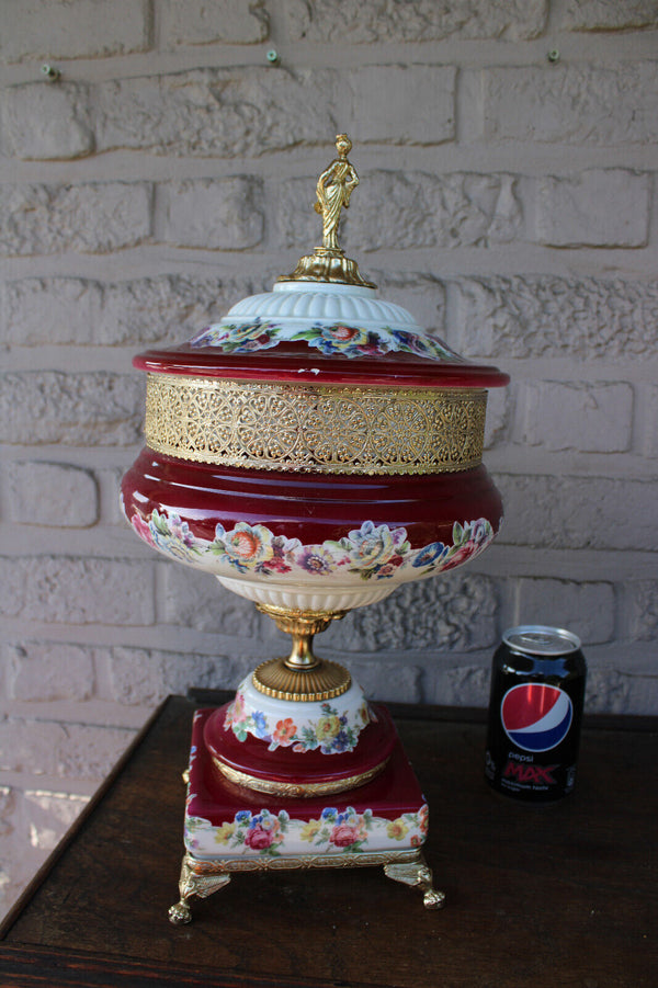 LARGE italian porcelain centerpiece bowl floral decor