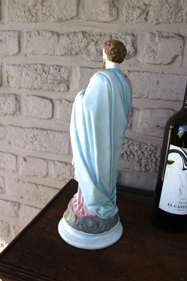 Antique vieux andenne belgian bisque porcelain saint joseph figurine statue
