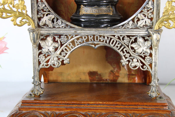 Antique devotion home altar chapel saint anthony candle holders lost item prayer