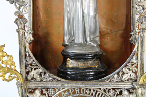 Antique devotion home altar chapel saint anthony candle holders lost item prayer