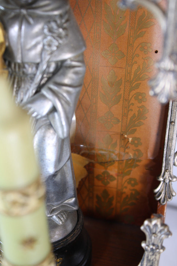 Antique devotion home altar chapel saint anthony candle holders lost item prayer