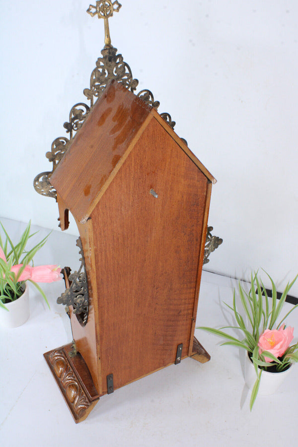 Antique devotion home altar chapel saint anthony candle holders lost item prayer