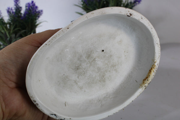 Antique 19thc vieux paris porcelain rare statue of saint roch with dog religious