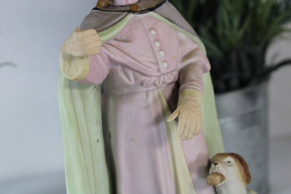 Antique 19thc vieux paris porcelain rare statue of saint roch with dog religious