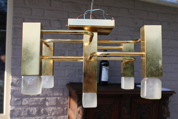 Hollywood regency sciolari for BOULANGER 5 tube chandelier flush mount lamp