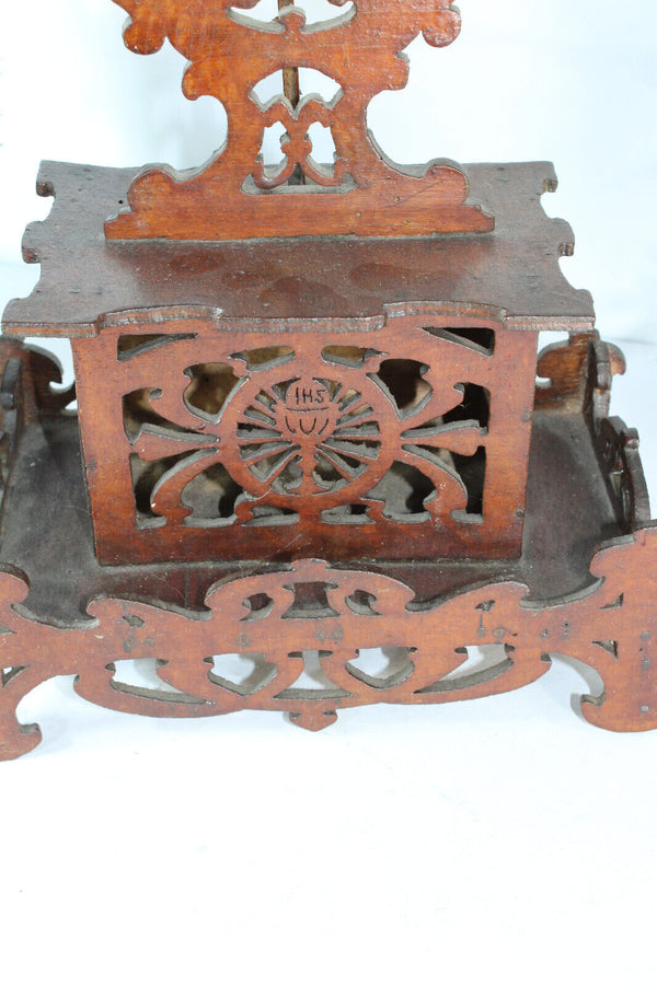 Antique wood cut religious crucifix archangels angels