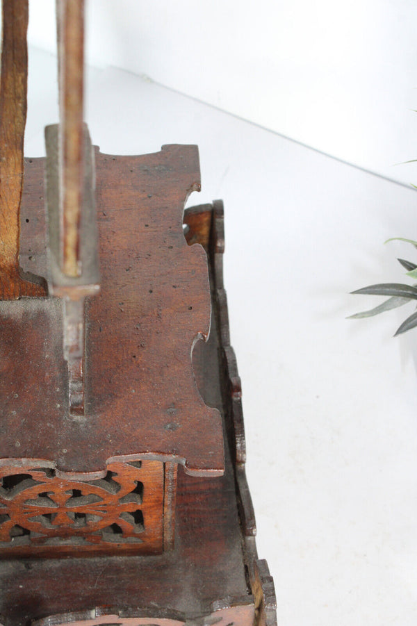 Antique wood cut religious crucifix archangels angels