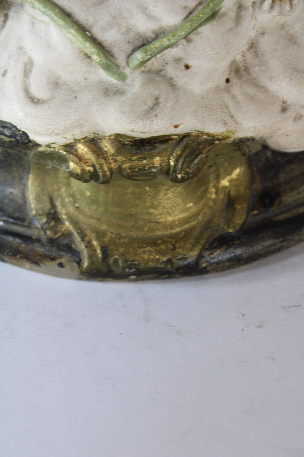 Antique 19thc ceramic chalk young jesus figurine statue religious rare