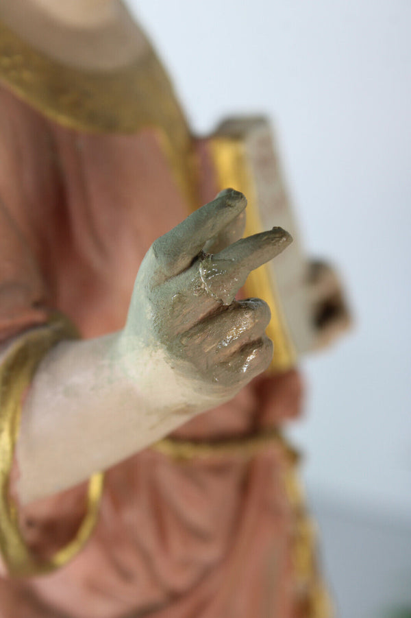 Antique 19thc ceramic chalk young jesus figurine statue religious rare