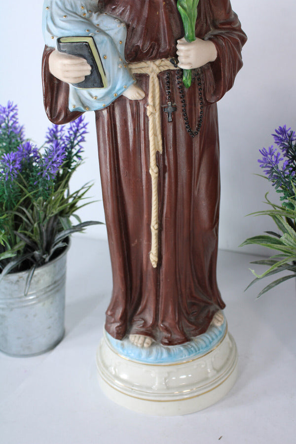 Antique Large 19thc Vieux paris porcelain saint anthony Figurine statue