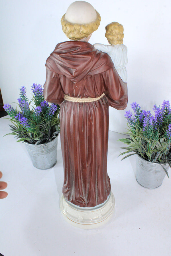 Antique Large 19thc Vieux paris porcelain saint anthony Figurine statue