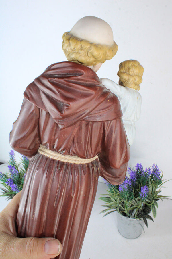 Antique Large 19thc Vieux paris porcelain saint anthony Figurine statue