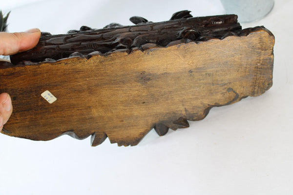 Antique 19thc black forest swiss wood carved desk inwell owl fox rare