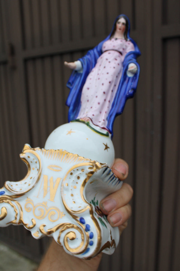 Antique french vieux paris porcelain 19thc Figurine madonna religious