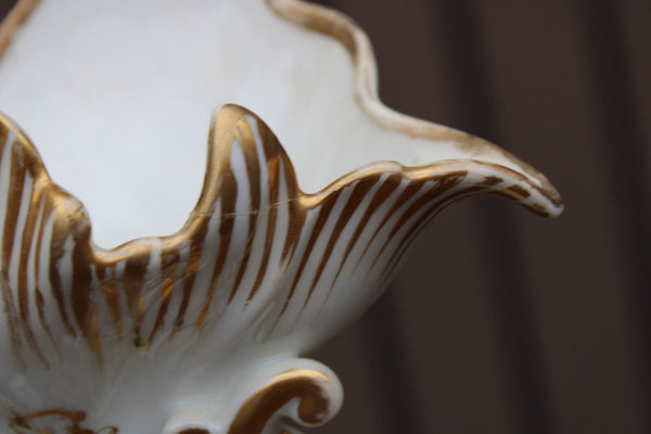 PAIR antique vieux paris porcelain mary jesus portrait religious altar vases