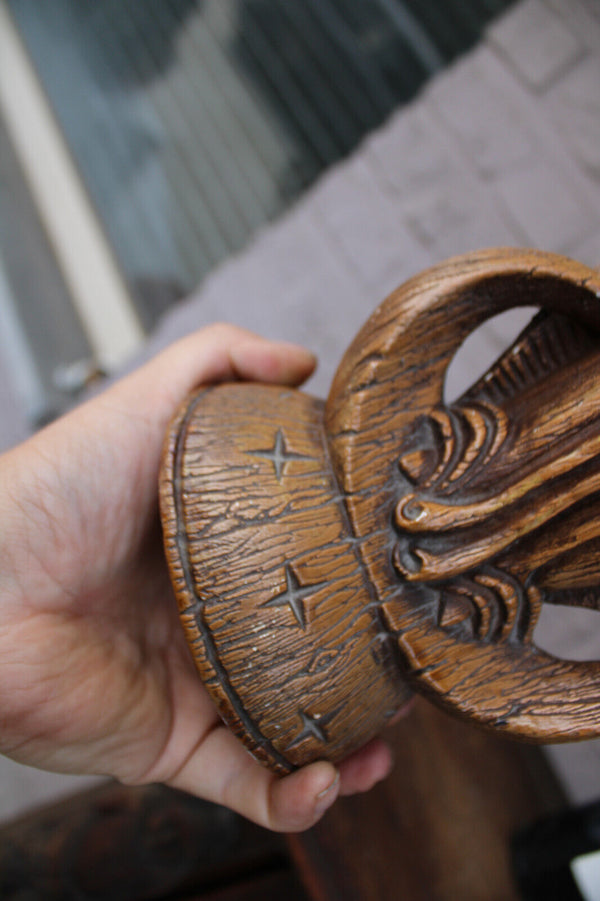 Antique ceramic chalk french SAINT Madonna child statue figurine