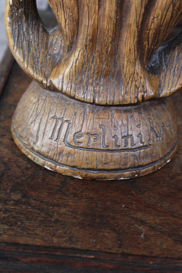 Antique ceramic chalk french SAINT Madonna child statue figurine