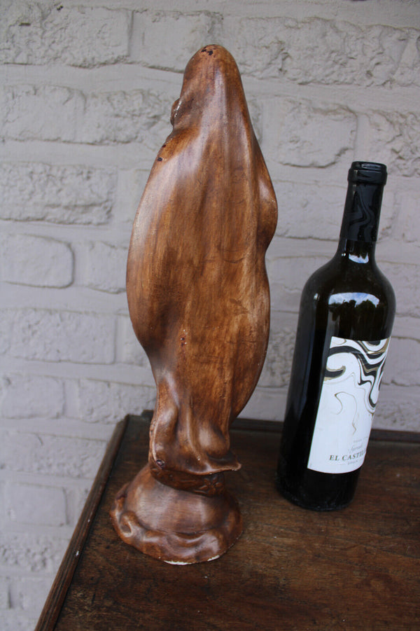 Antique ceramic chalk french SAINT Madonna child statue figurine